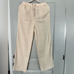 Amazon Men’s Loose Fit Straight Leg Linen Pants Beige
